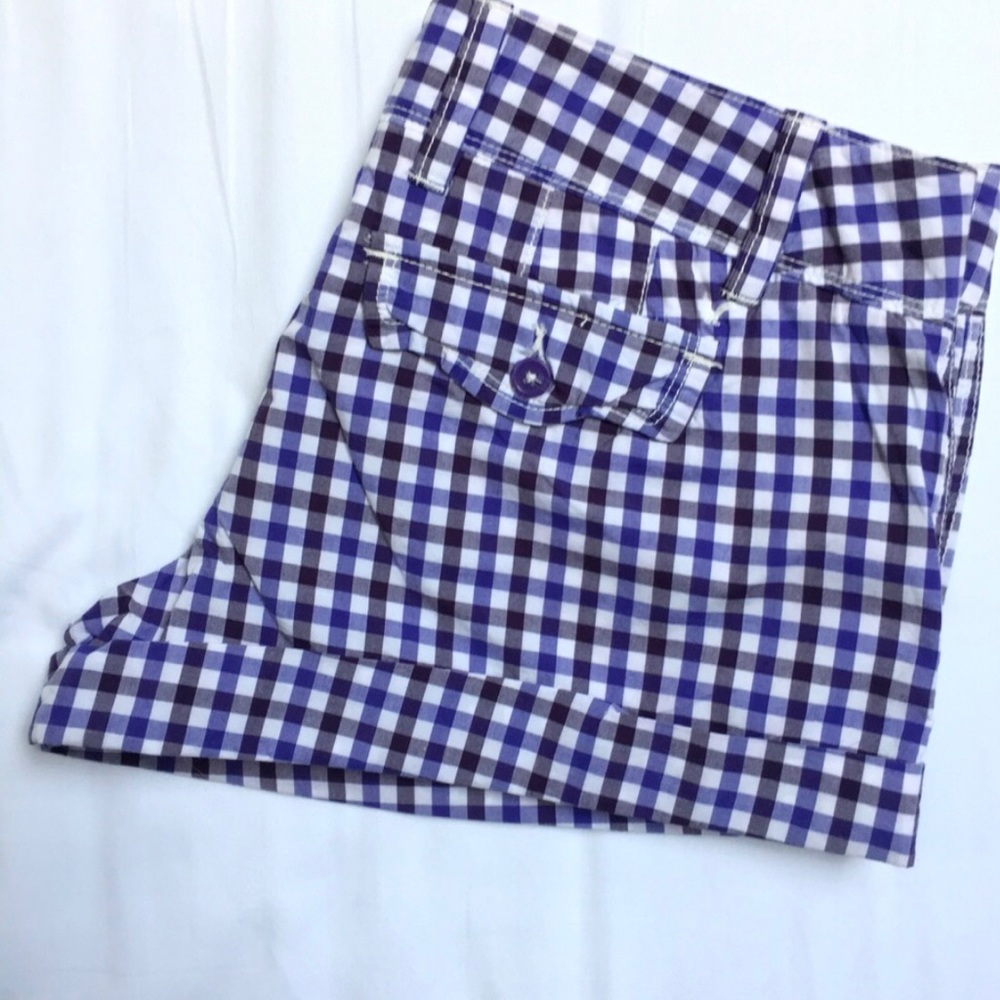 American Eagle Blue Navy White Checkered Shorts